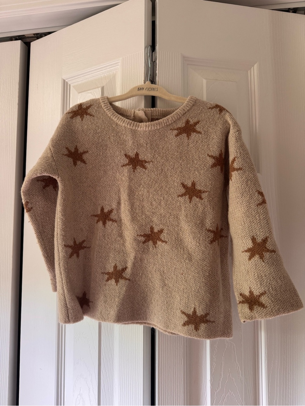 Rylee + Cru Beige Star Pattern Knit Sweater